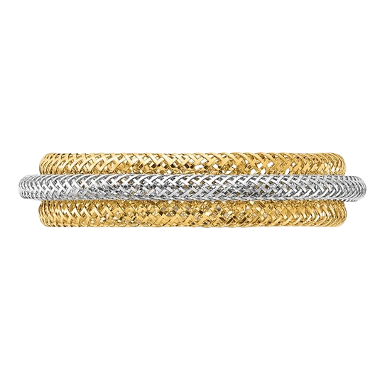14-karätiger zweifarbiger, mehrlagiger Gold-Stretchring – 5 mm