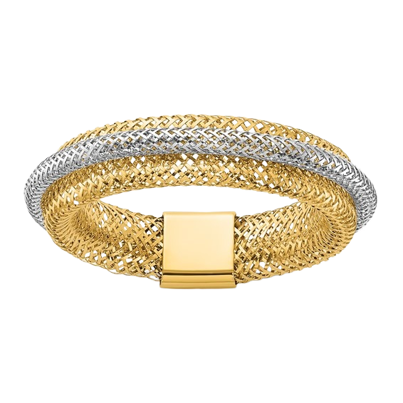 14-karätiger zweifarbiger, mehrlagiger Gold-Stretchring – 5 mm