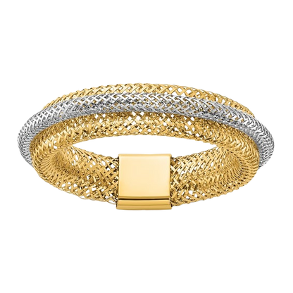 14-karätiger zweifarbiger, mehrlagiger Gold-Stretchring – 5 mm