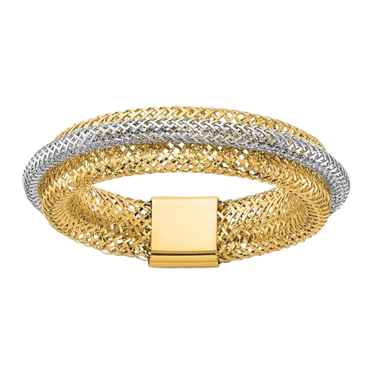 14-karätiger zweifarbiger, mehrlagiger Gold-Stretchring – 5 mm
