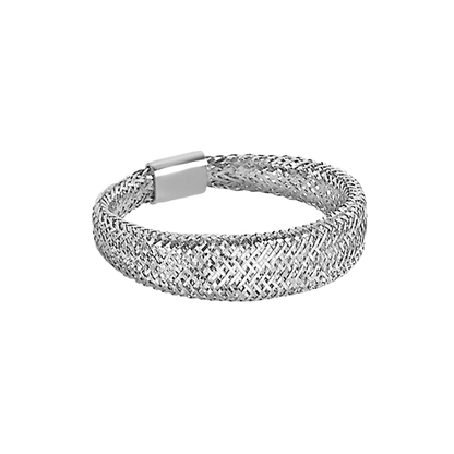 Verjüngter Netzring aus 14-karätigem Weißgold