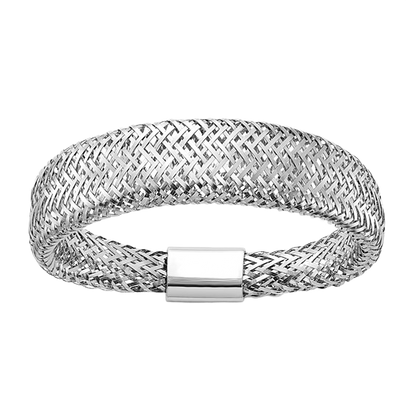 Verjüngter Netzring aus 14-karätigem Weißgold