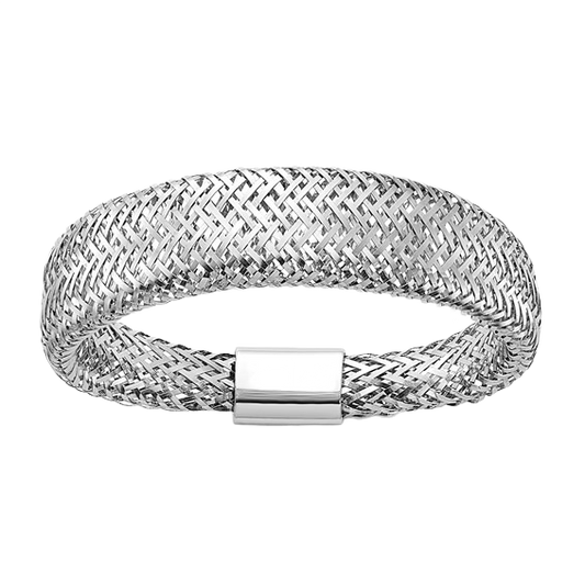 Verjüngter Netzring aus 14-karätigem Weißgold