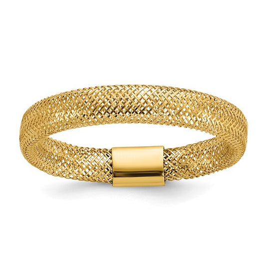 14K Yellow Gold Mesh Stretch Ring