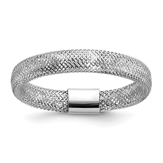 14K White Gold Mesh Stretch Ring