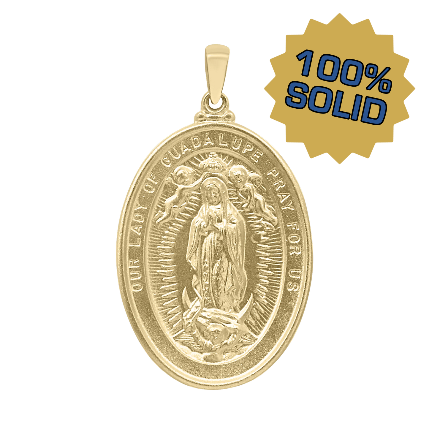 Ovales Medaillon Unserer Lieben Frau von Guadalupe aus 14-karätigem Gelbgold - Virgen de Guadalupe