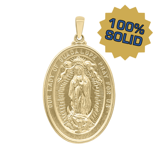 Ovales Medaillon Unserer Lieben Frau von Guadalupe aus 14-karätigem Gelbgold - Virgen de Guadalupe
