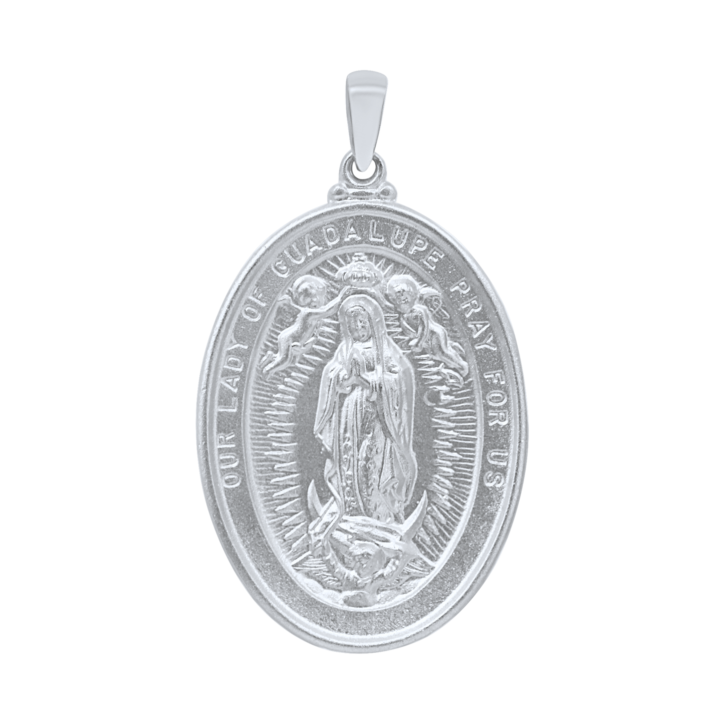 Ovales Medaillon Unserer Lieben Frau von Guadalupe aus Sterlingsilber – Nuestra Señora de Guadalupe