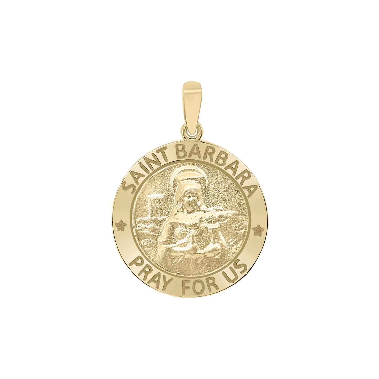 St.-Barbara-Medaillon aus 14-karätigem Gelbgold – Santa Bárbara