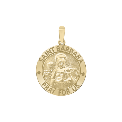 St.-Barbara-Medaillon aus 14-karätigem Gelbgold – Santa Bárbara