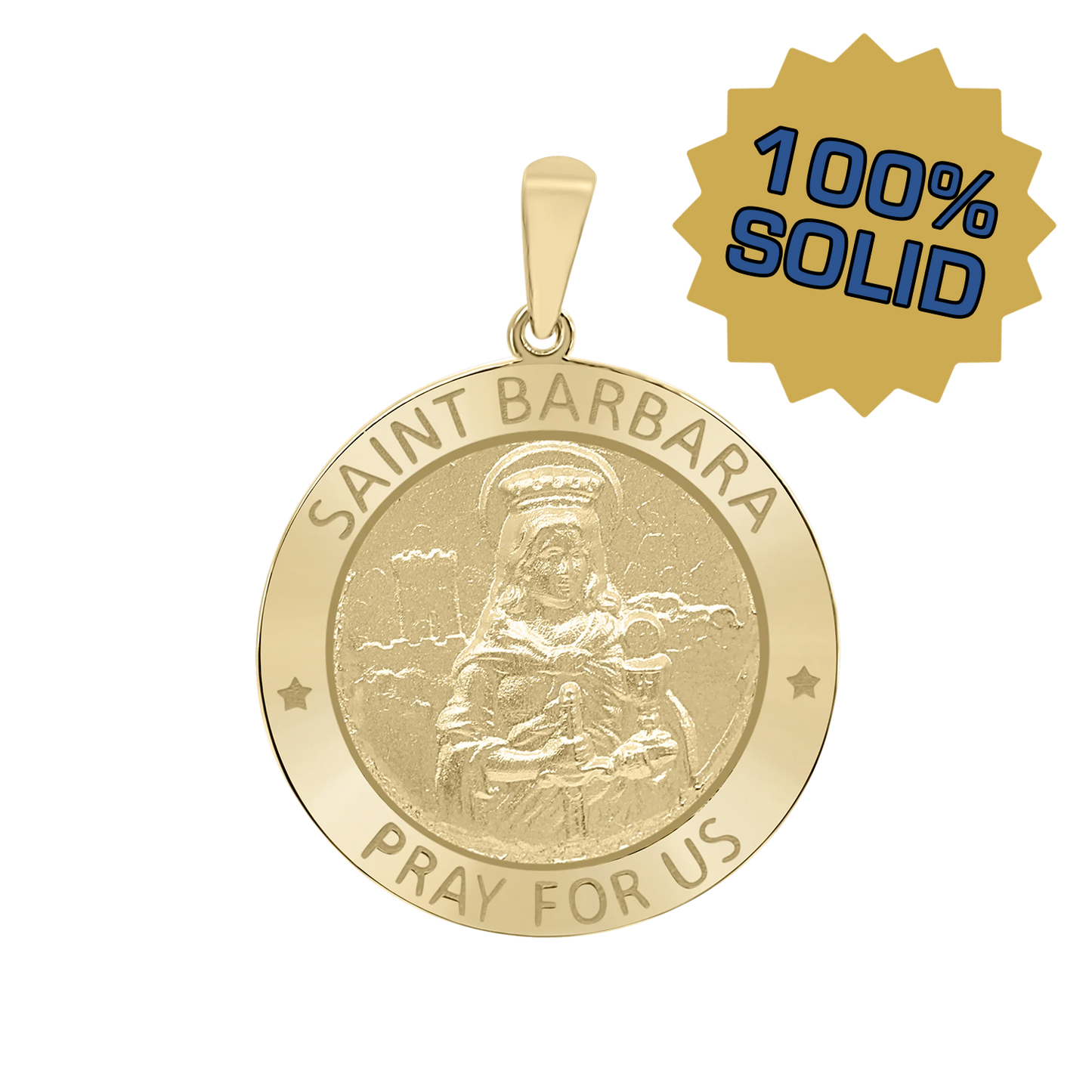 St.-Barbara-Medaillon aus 14-karätigem Gelbgold – Santa Bárbara