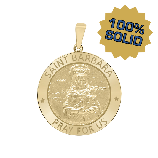 St.-Barbara-Medaillon aus 14-karätigem Gelbgold – Santa Bárbara
