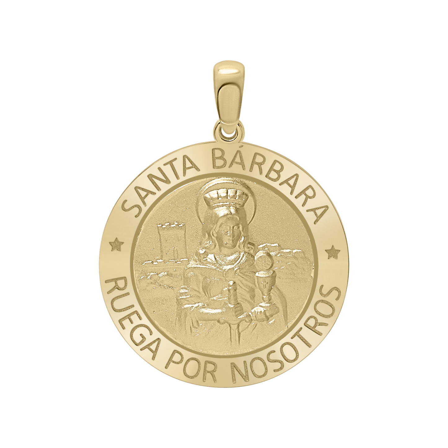 St.-Barbara-Medaillon aus 14-karätigem Gelbgold – Santa Bárbara