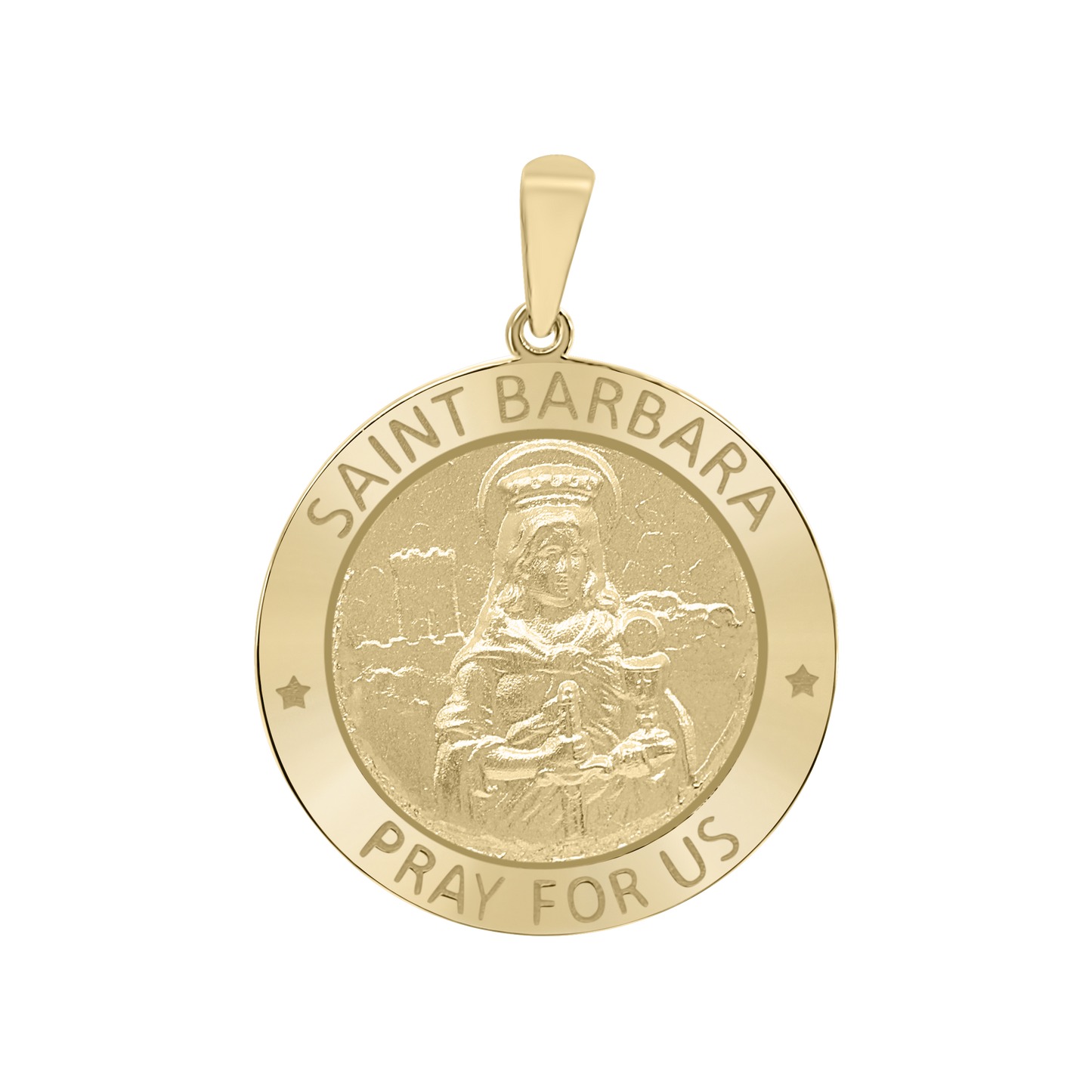 St.-Barbara-Medaillon aus 14-karätigem Gelbgold – Santa Bárbara