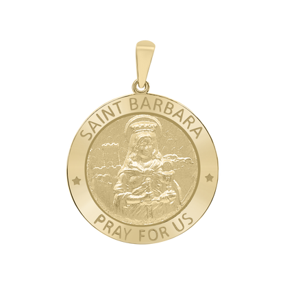 St.-Barbara-Medaillon aus 14-karätigem Gelbgold – Santa Bárbara