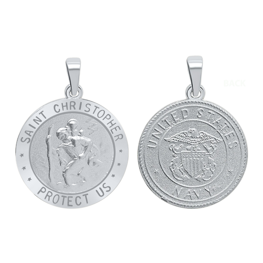Marine-Medaille des Heiligen Christophorus aus Sterlingsilber – San Cristóbal Navy