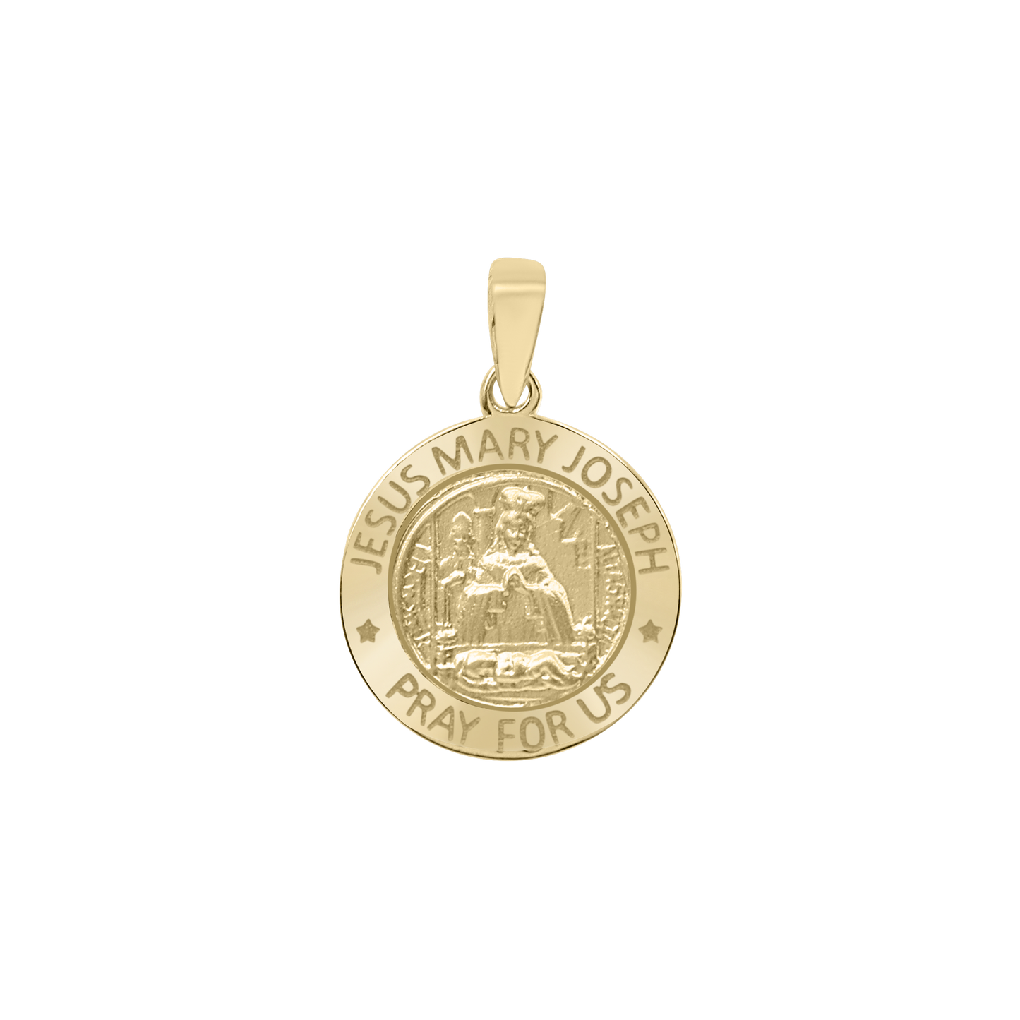 Medaille der Heiligen Familie aus 14-karätigem Gelbgold – Jesus, Maria und Josef