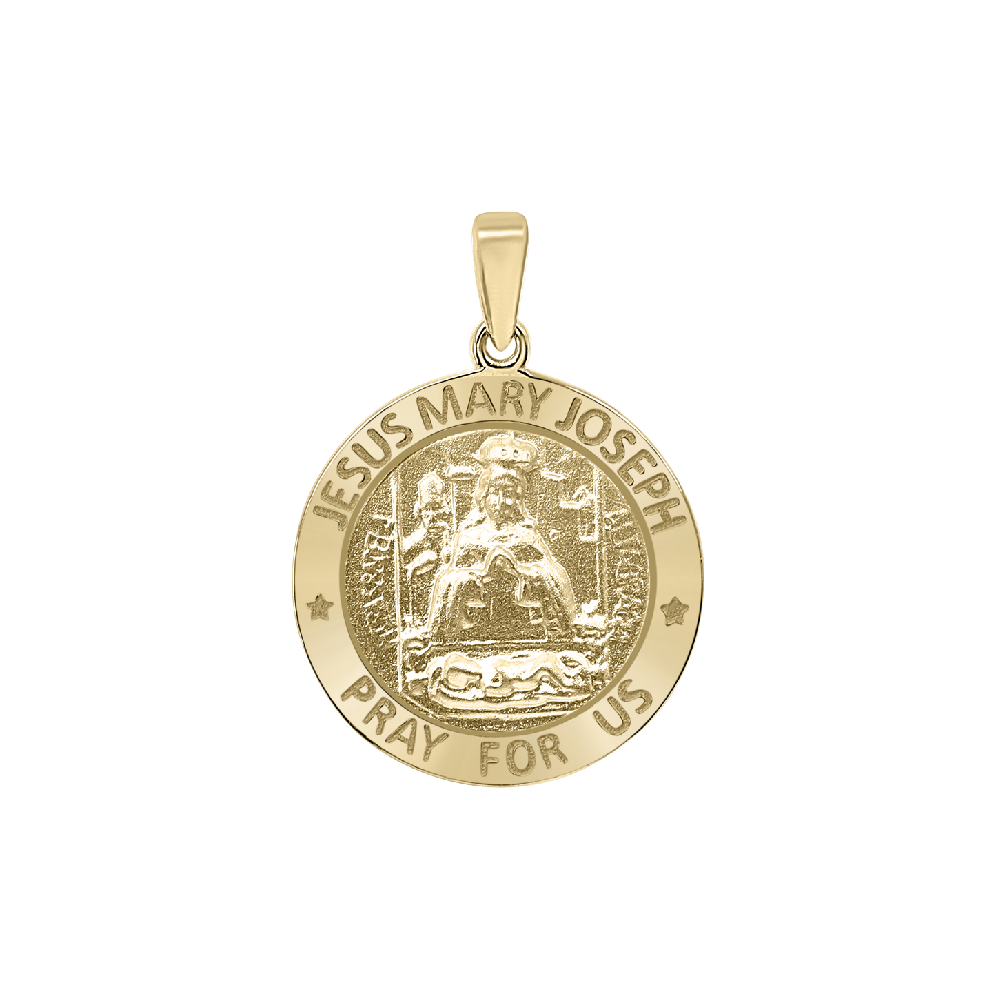 Medaille der Heiligen Familie aus 14-karätigem Gelbgold – Jesus, Maria und Josef