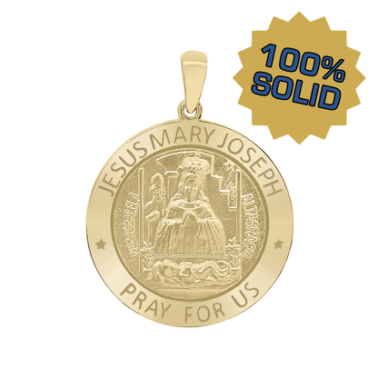 Medaille der Heiligen Familie aus 14-karätigem Gelbgold – Jesus, Maria und Josef