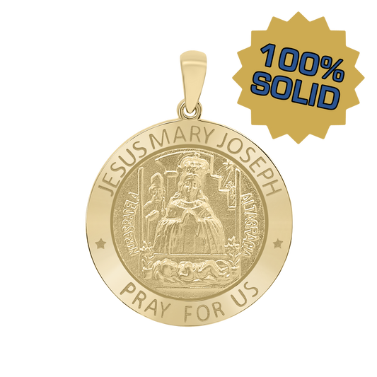 Medaille der Heiligen Familie aus 14-karätigem Gelbgold – Jesus, Maria und Josef