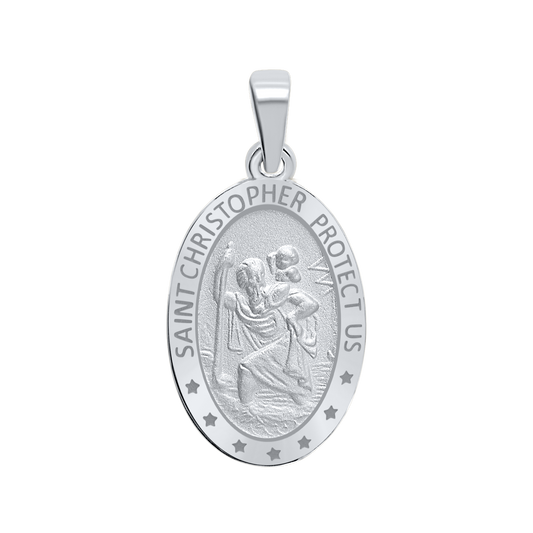 Ovales Medaillon des Heiligen Christophorus aus Sterlingsilber - San Cristóbal