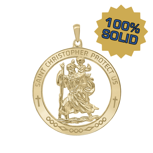 Großes Medaillon des Heiligen Christophorus aus 14-karätigem Gelbgold - San Cristóbal