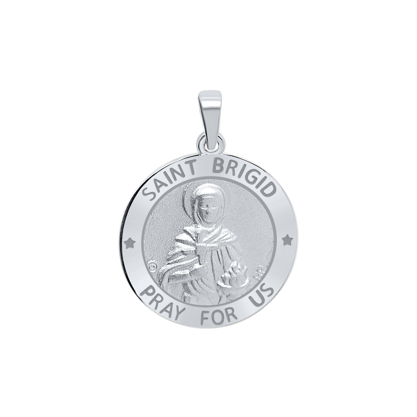 Medaille der Heiligen Brigida von Irland aus Sterlingsilber - Santa Brígida