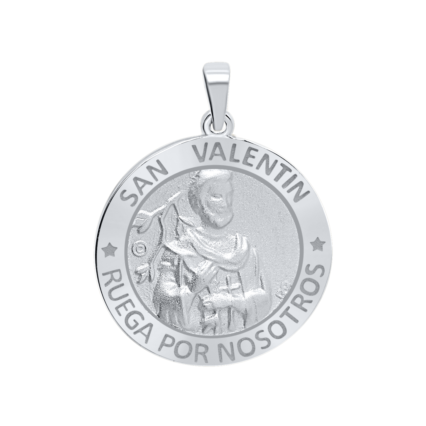 Medaillenanhänger zum Heiligen Valentin aus Sterlingsilber - San Valentín