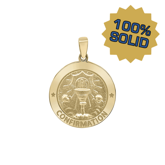 Konfirmation mit Kelchmedaillon aus 14-karätigem Gelbgold - Confirmación