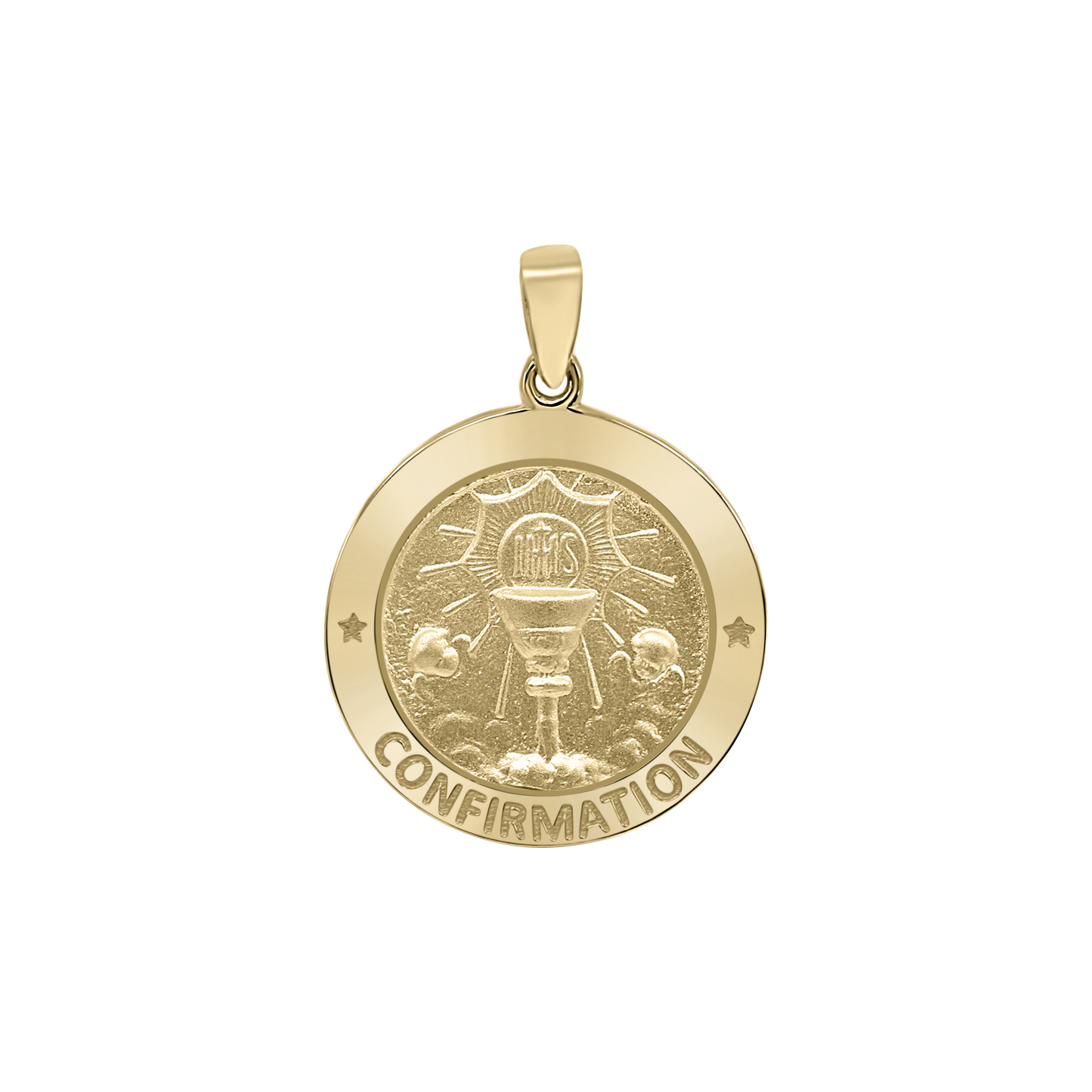 Konfirmation mit Kelchmedaillon aus 14-karätigem Gelbgold - Confirmación