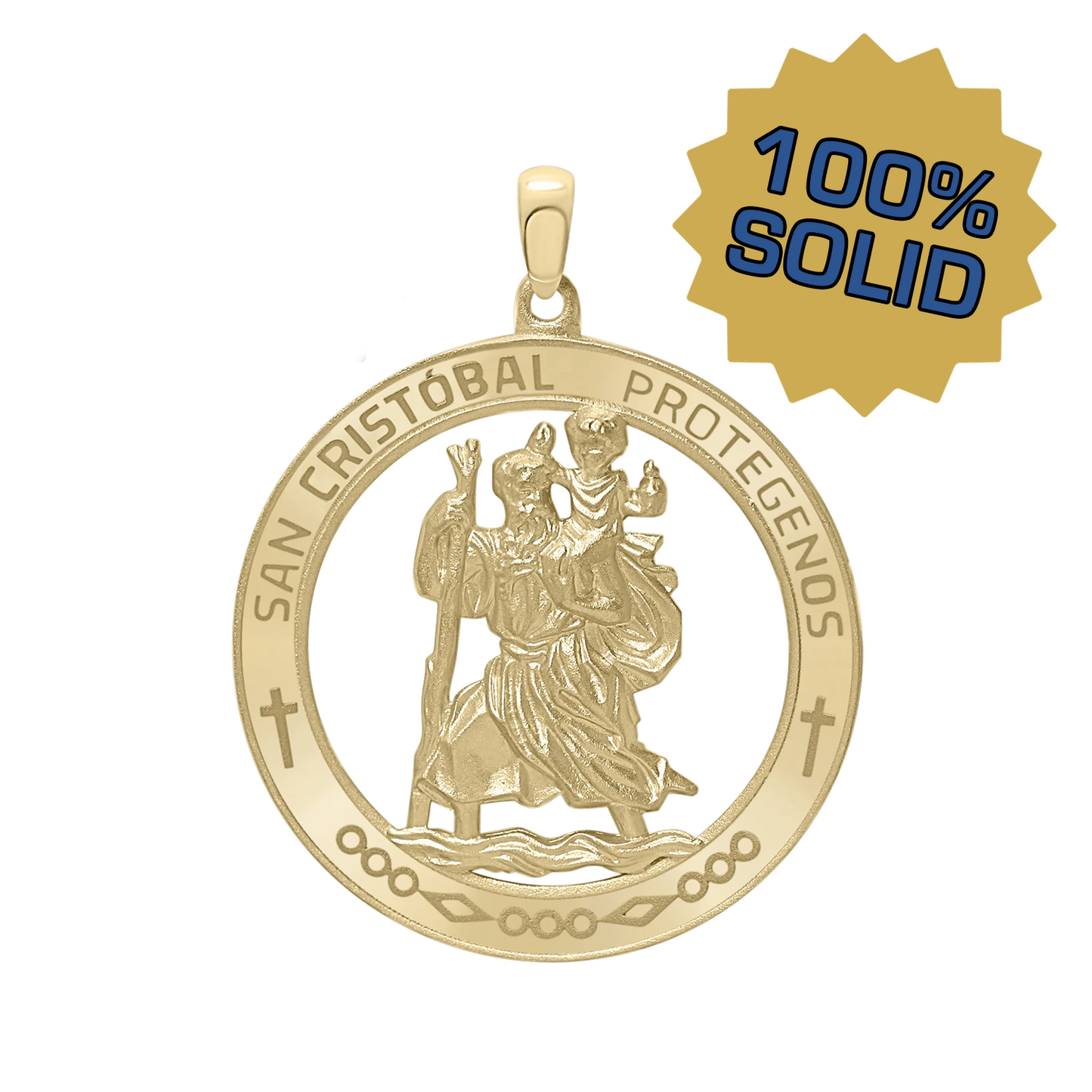 Medaillon des Heiligen Christophorus aus 14-karätigem Gelbgold - San Cristóbal Protégenos