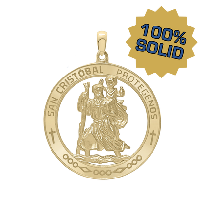 Medaillon des Heiligen Christophorus aus 14-karätigem Gelbgold - San Cristóbal Protégenos