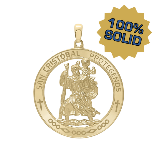 Medaillon des Heiligen Christophorus aus 14-karätigem Gelbgold - San Cristóbal Protégenos