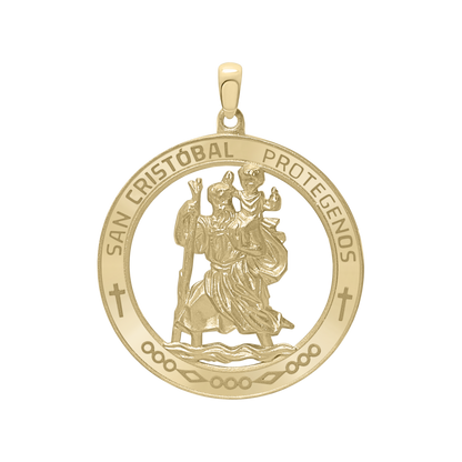 Medaillon des Heiligen Christophorus aus 14-karätigem Gelbgold - San Cristóbal Protégenos