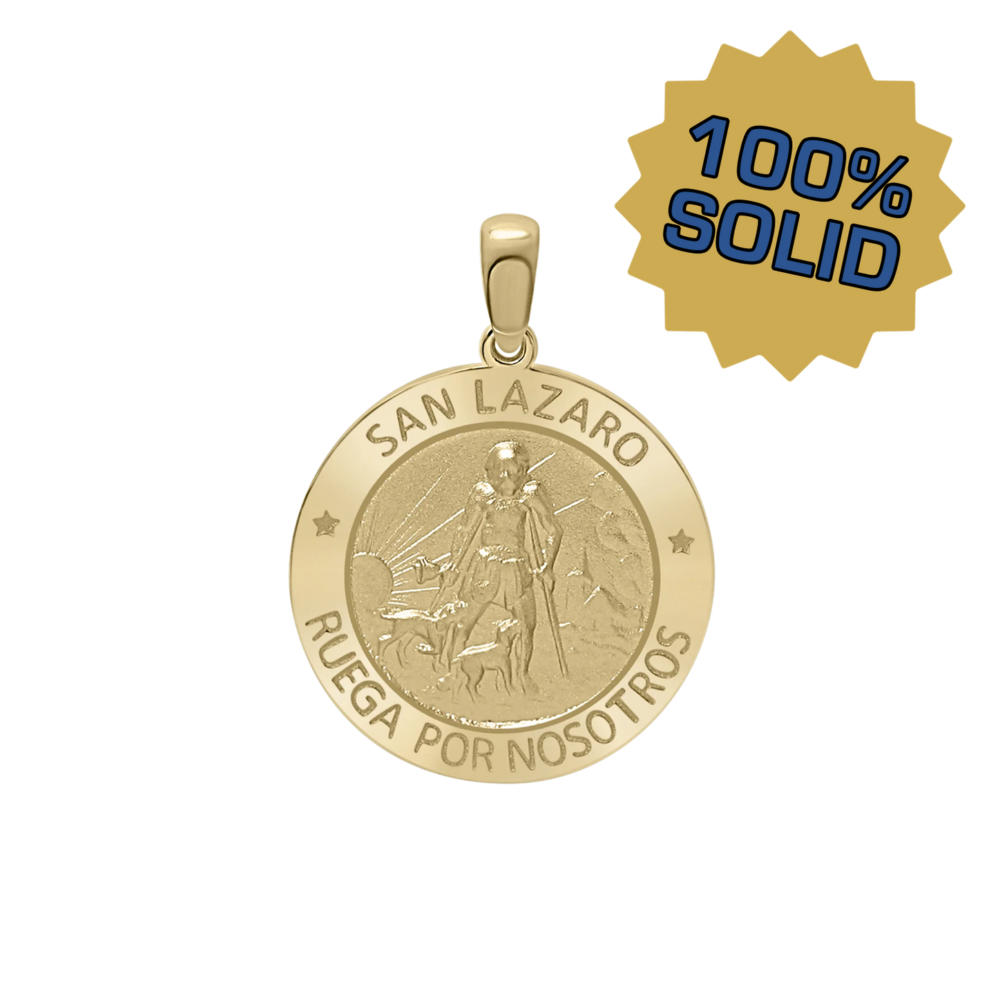 St.-Lazarus-Medaillon aus 14-karätigem Gelbgold - San Lázaro