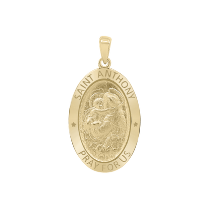 Ovales St.-Antonius-Medaillon aus 14-karätigem Gelbgold – San Antonio