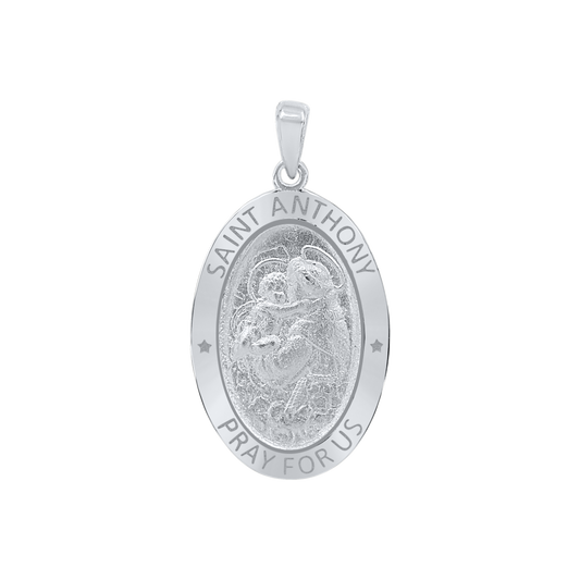 Ovale St.-Antonius-Medaille aus Sterlingsilber – San Antonio