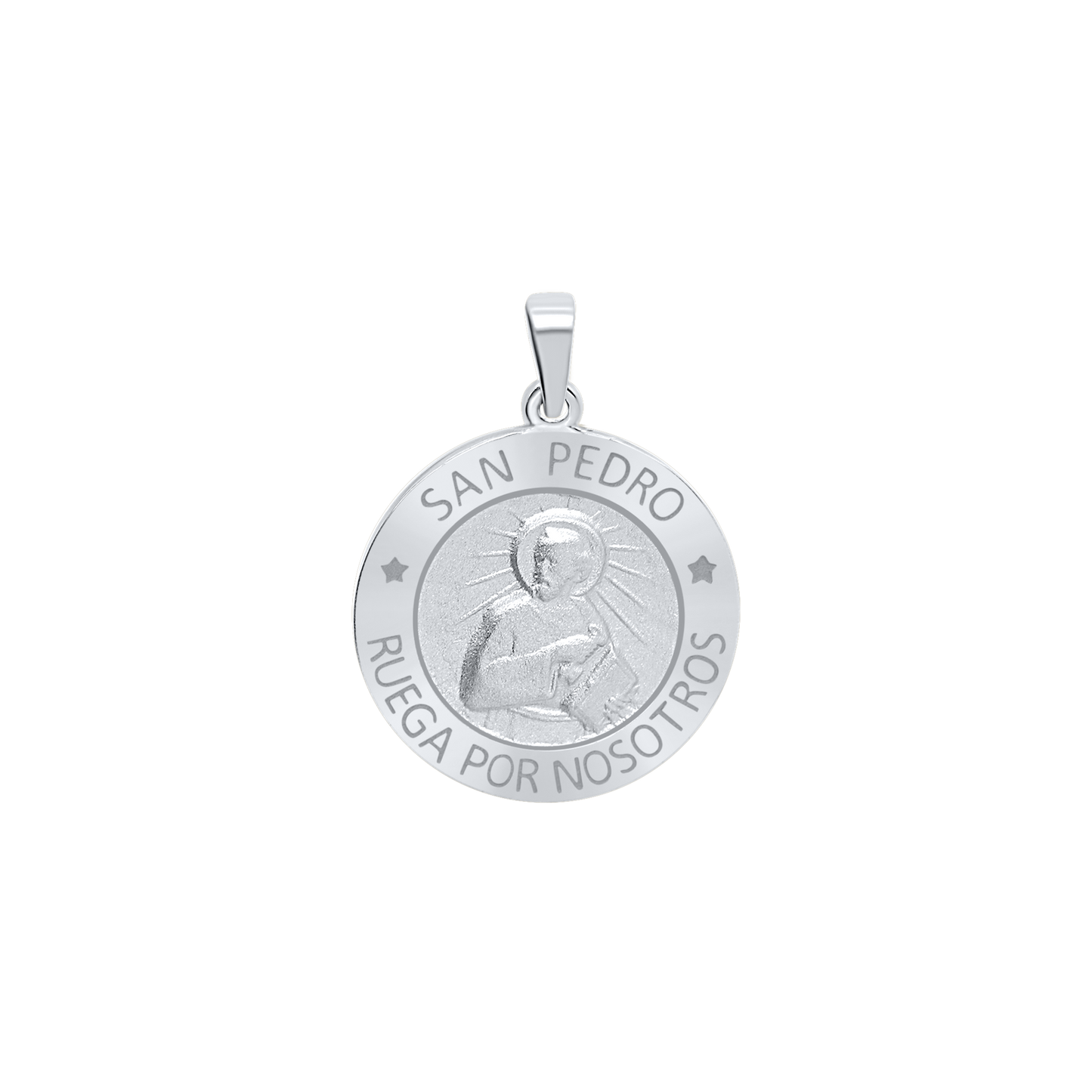 Medaillon-Anhänger mit dem Heiligen Petrus aus Sterlingsilber – San Pedro