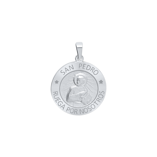 Medaillon-Anhänger mit dem Heiligen Petrus aus Sterlingsilber – San Pedro