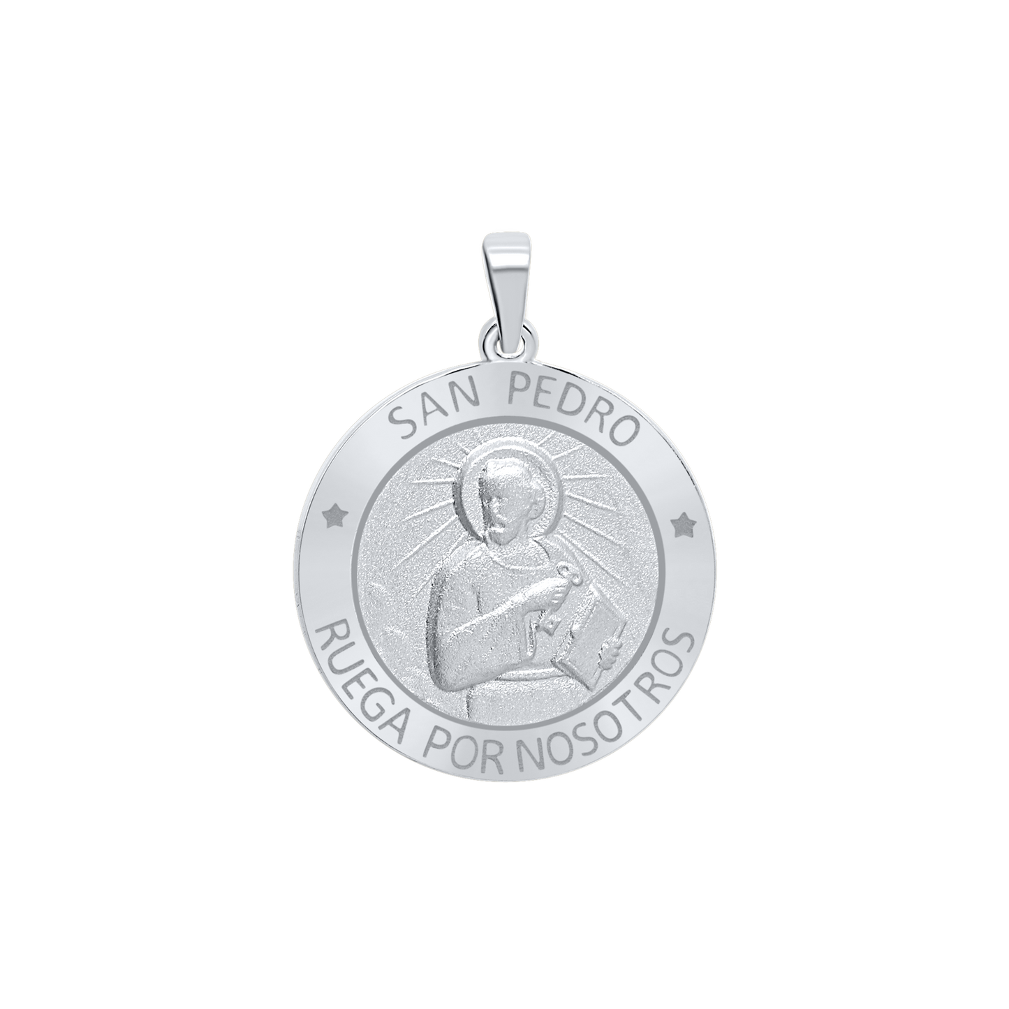 Medaillon-Anhänger mit dem Heiligen Petrus aus Sterlingsilber – San Pedro