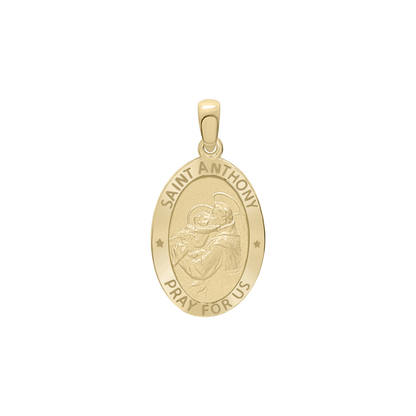Ovales St.-Antonius-Medaillon aus 14-karätigem Gelbgold – San Antonio
