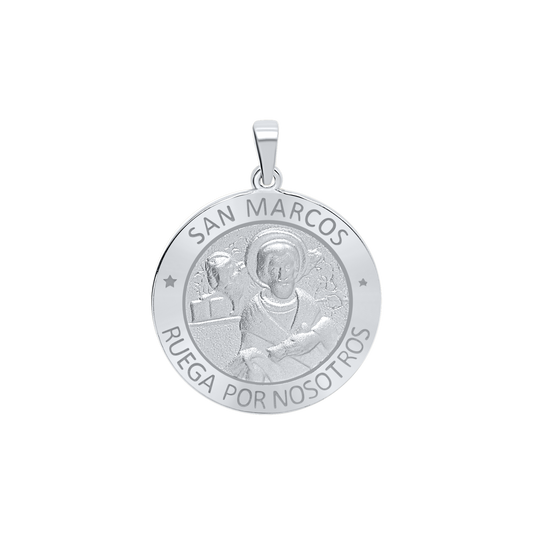 Medaillon-Anhänger mit dem Heiligen Markus aus Sterlingsilber - San Marcos