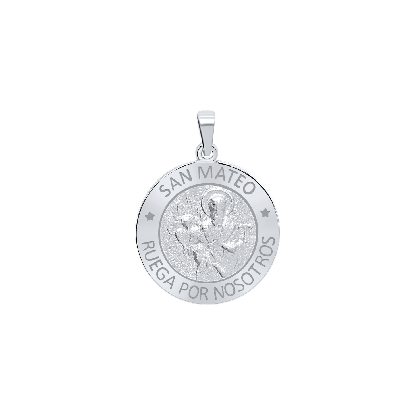 Medaillon-Anhänger mit dem Heiligen Matthäus aus Sterlingsilber - San Mateo