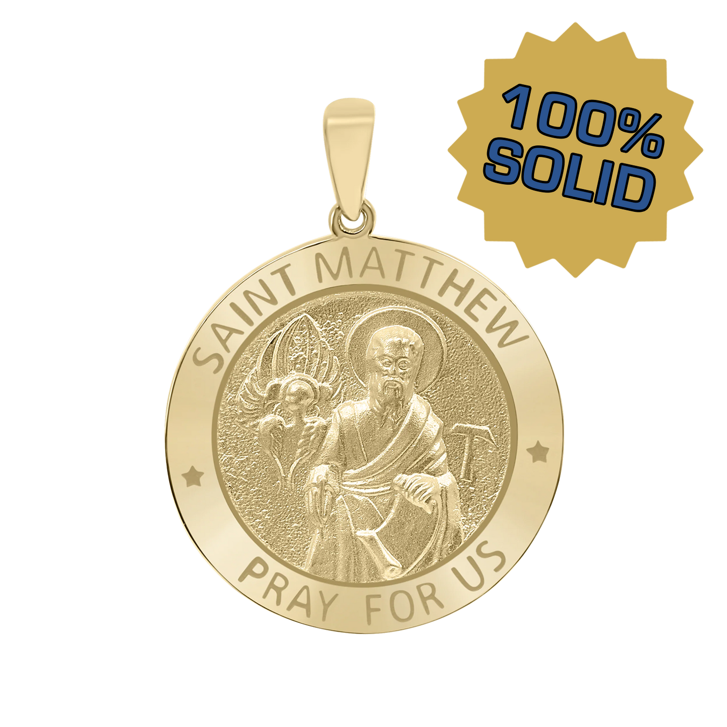 Medaillon des Apostels Matthäus aus 14-karätigem Gelbgold – San Mateo