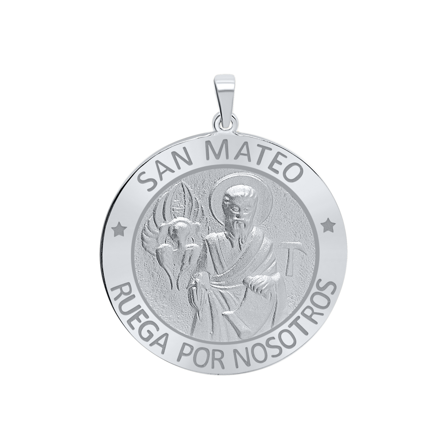 Medaillon-Anhänger mit dem Heiligen Matthäus aus Sterlingsilber - San Mateo
