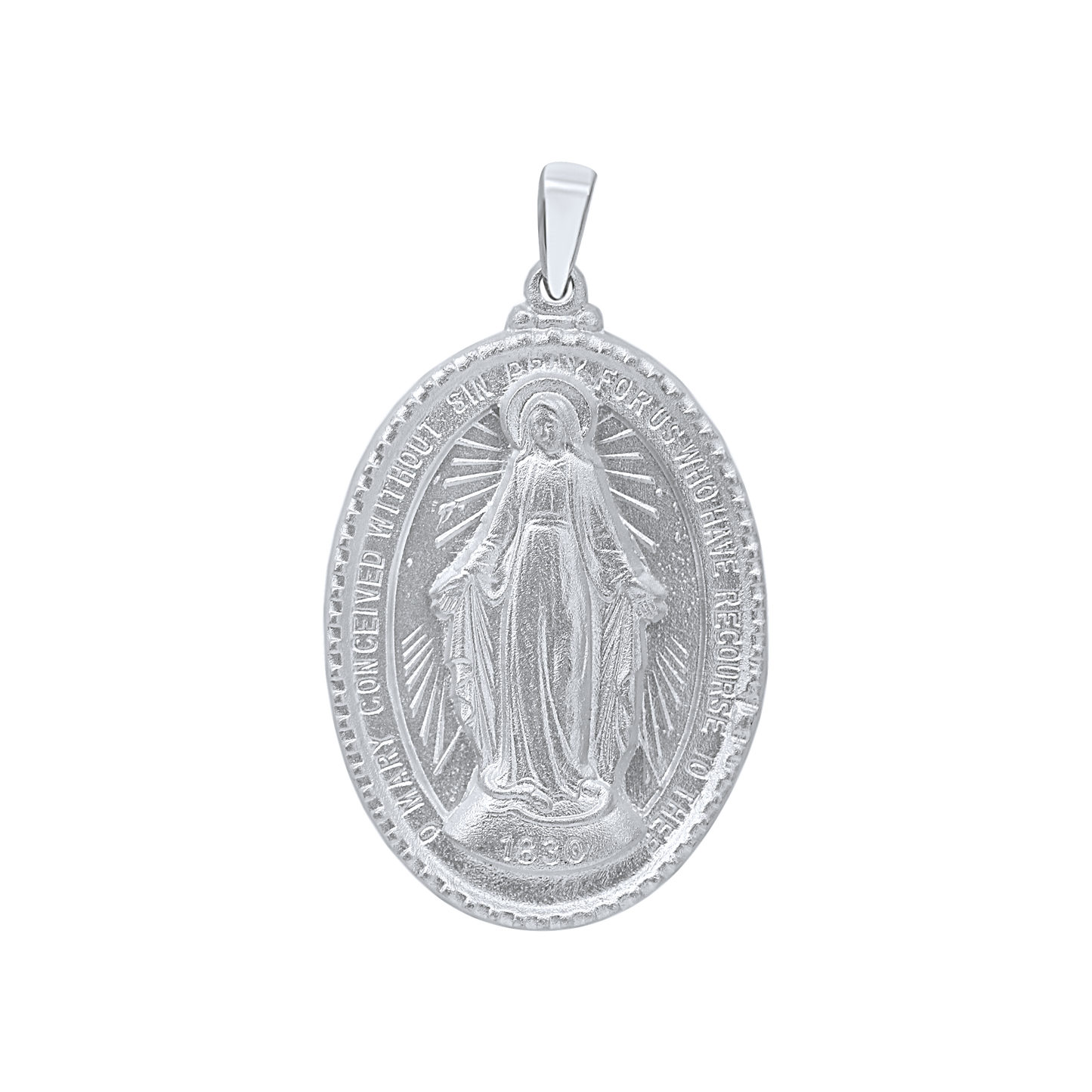 3D-ovales, gerahmtes Wundermedaillon aus Sterlingsilber – Wundermedaille