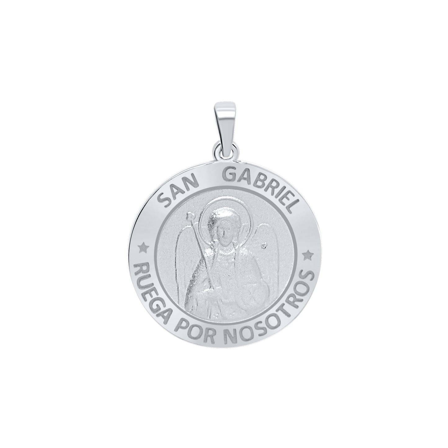 Medaillon-Anhänger mit dem Heiligen Erzengel Gabriel aus Sterlingsilber - San Gabriel