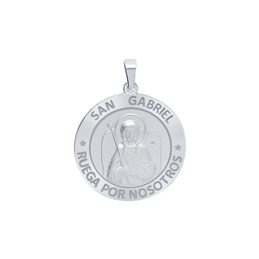 Medaillon-Anhänger mit dem Heiligen Erzengel Gabriel aus Sterlingsilber - San Gabriel