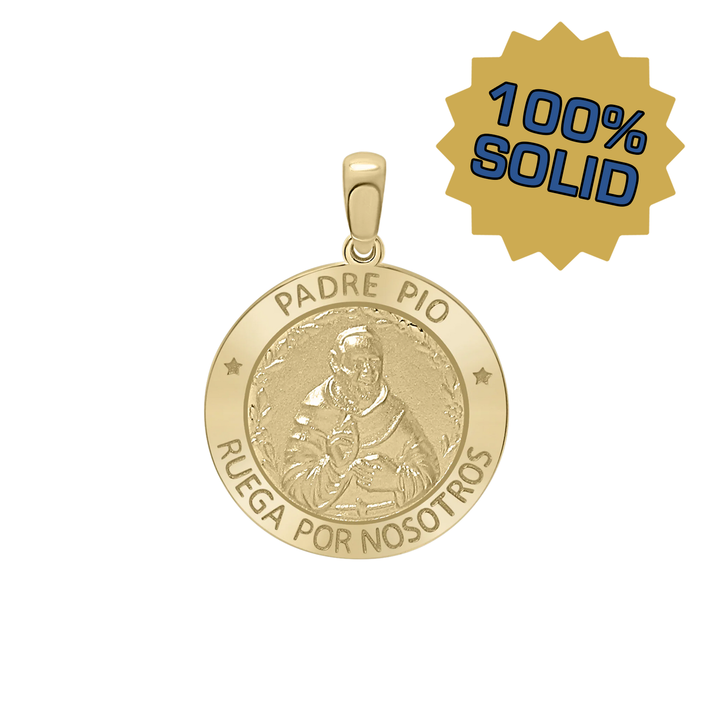 Padre-Pio-Medaillon aus 14-karätigem Gelbgold – Heiliger Pio von Pietrelcina