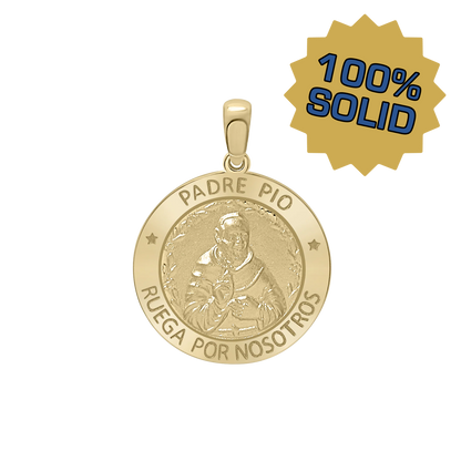 Padre-Pio-Medaillon aus 14-karätigem Gelbgold – Heiliger Pio von Pietrelcina